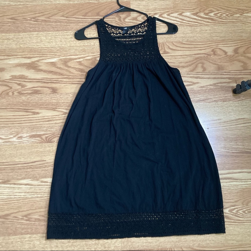 H&M black dress with embroidered top and bottom size S